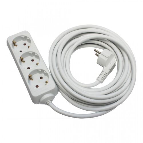 Biely predlžovací kábel s 3 zásuvkami, 7 metrov, Strohm