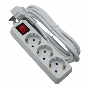 Verlängerungskabel 3 Steckdosen 1,5 Meter, Kabel 3x1,5, max 16A, mit Schalter, weiß, Strohm 122155196 - Elektroinstallation