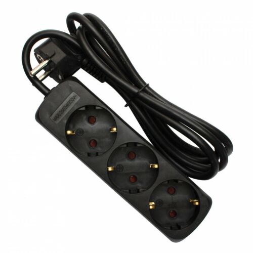 Prelungitor Strohm cu 3 prize, cablu de 3 metri, negru