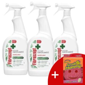 Flóraszept Botanitech Universal Desinfektionsspray 3x700ml mit Scrub Mommy Schwamm - Desinfektionsmittel für den Haushalt