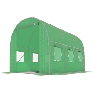 Green greenhouse with windows and a zippered door - Greenhouse