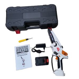 Mini láncfűrész 6"-os fűrészlapokkal, CAMPION CMP 1433, akkumulátor 36V, 8Ah, 30 x 12,5 x 13 cm, fehér színű