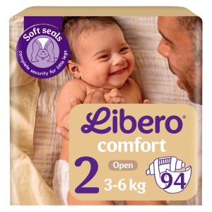 Libero Comfort Newborn Größe 2 Windeln, 94 Stück Packung für Babys 3-6kg - Windeln und Windeln für Erwachsene