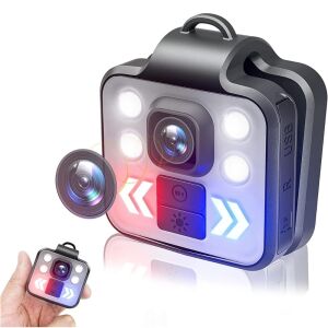 Mini prenosná 1080P FHD kamera s LED baterkou a výstražným režimom, čierna - Akčné kamery