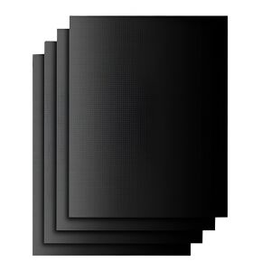 4 db tapadásmentes teflonfólia készlet, KipHome, többfunkciós, víz- és magas hőmérsékletálló, grillezéshez, sütőhöz, BBQ grillhez, 40x33 cm, fekete 122202551 - Hőálló sütőlap