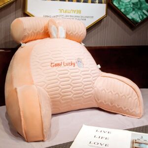 KipHome Többfunkciós Párna, Ágytámla, Deréktámasz, Közepes Méret, 60 x 40 cm, Latex, Nyuszi Modell, Rózsaszín - Derék- & Háttámasz