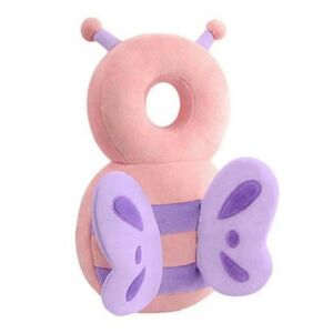 Hátizsák fejvédő párna, KipHome, plüss Butterfly fejtámla, babáknak, 33x6x19 cm, rózsaszín