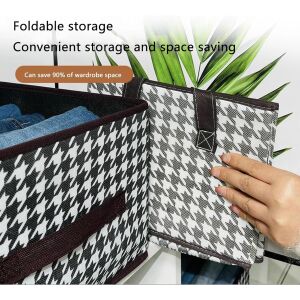 Tárolódoboz, KipHome, Ruhának, Fehérneműnek, Zokninak és Melltartónak, Textil anyag, 7 rekeszes, 44x30x20 cm, Fekete-fehér szín