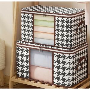 Două cutii de depozitare pliabile KipHome stivuite una peste alta, ambele cu model în carouri și o fereastră transparentă - Depozitare și organizare