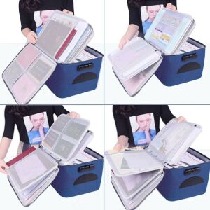 Geantă de depozitare a documentelor KipHome cu încuietoare cu combinație, prezentând mai multe compartimente și buzunare pentru organizarea documentelor, cardurilor și altor articole - Valize și genți