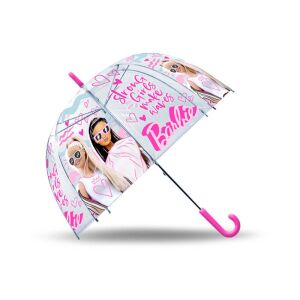 Przezroczysty parasol dla dzieci Barbie Strong Girls z różową rączką, 46 cm - Parasol dziecięcy