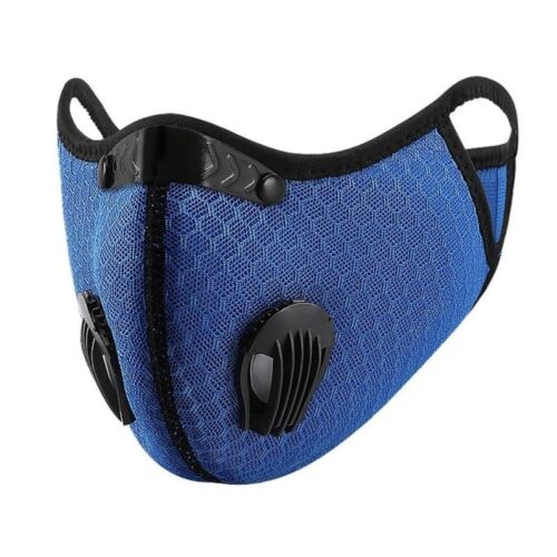 THK védőmaszk, modern megjelenés, sport, szénszűrővel, 2 szeleppel, kék 122210731