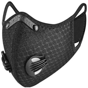 Fekete sportmaszk dupla szeleppel és szénszűrővel felnőtteknek - Edzőmaszk