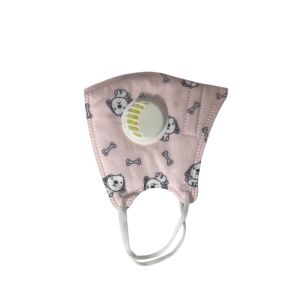 Rosa FFP2 Kindergesichtsmaske mit Welpenmuster und Ventil - Mundschutz