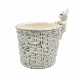 Ozdobný veľkonočný košík, vyrobený z porcelánu, sivá farba, 11x11x13 cm 122232124 - Veľkonočná výzdoba