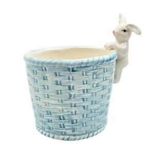 Ozdobný veľkonočný košík, vyrobený z porcelánu, modrá farba, 11x11x13 cm 122232129 - Veľkonočná výzdoba