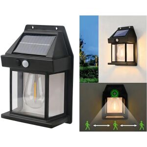 Слънчева LED стенна лампа с детектор за движение, черен, RC-K-1536, външно осветление, градинско осветление, светлина за сигурност, сигурност на дома - Nonbrand Слънчев фенер