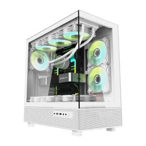 Darkflash DPX90 white PC case with tempered glass side panel and RGB fans - Darkflash