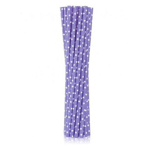 Lila Purple Dots papír szívószál 12 db-os 122260899