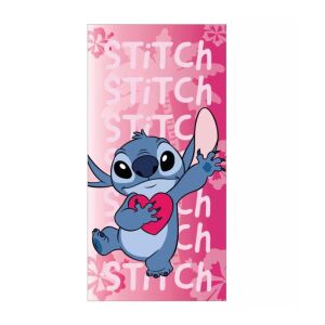 Lilo és Stitch rózsaszín strandtörölköző Stitch-el, aki egy szívet tart - Homyl