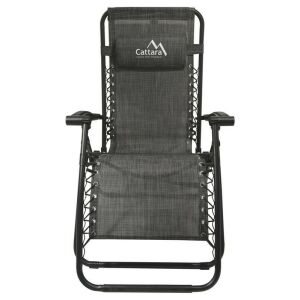 Cattara Alicante állítható összecsukható kempingszék, antracit, elülső nézet - Cattara