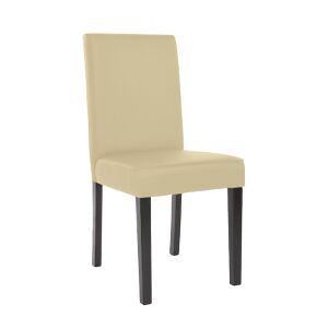 Scaun de sufragerie Kelly din piele ecologică bej cu picioare din lemn închis - Mobilier pentru sufragerie