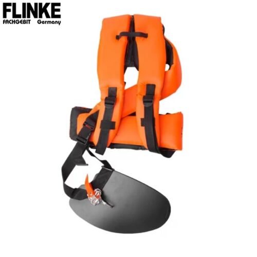 Flinke Freischneider-Gurt, orange, gepolstert, doppelte Schultergurte, Beinschützer, für alle Arten von Freischneidern
