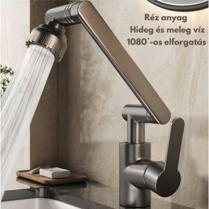 Модерен кухненски смесител с изтеглящ се душ, 360 градусова ротация, хромиран - Дом и градина