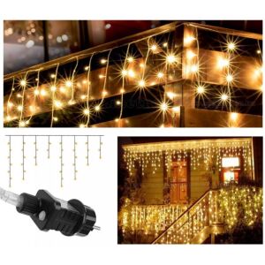 Bel-és kültéri LED cortina de lumini - 480 LED - 11.9 m, lumini de gheață, alb cald, lumini de Crăciun, lumini exterioare, lumini de șir, lumini de zână, decor, decor de casă, decor de sărbători - Nonbrand Ghirlande luminoase