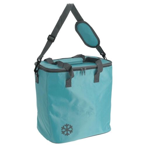 Turquoise izolovaná chladiacia taška s ramenným popruhom a rukoväťou, objem 18L