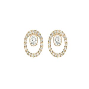 Cercei cu cristale Swarovski®, Auriu, 1cm 122347197 - Bijuterii pentru femei