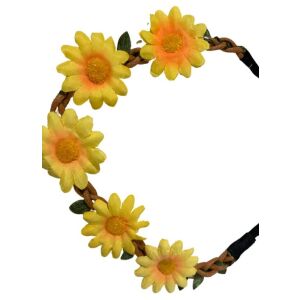 THK® Koronás fejpánt Sellő, Tündér, Királynő virágos megjelenéssel, Napsárga színű 122347223 - Opaska na głowę, chusta na głowę