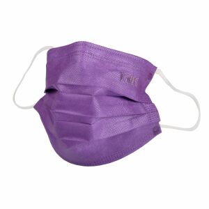 Комплект от 50 броя медицински маски за лице THK, Индивидуално опаковани, 3 гънки, 3 слоя, Лилав цвят 122348119 - Маска за уста