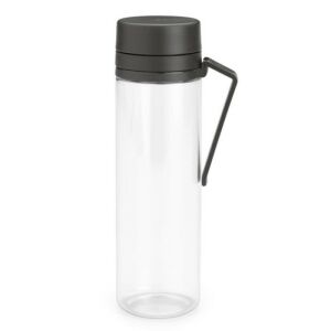 Flacon Brabantia Make&Take 1006278, 500 ml, Cu sită, Protecție împotriva scurgerilor, Deschidere largă, Gri închis/transparent