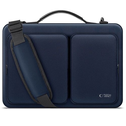 Tech Protect Defender Bag, sötétkék laptop táska 13-14 hüvelykes eszközökhöz, vállpánttal