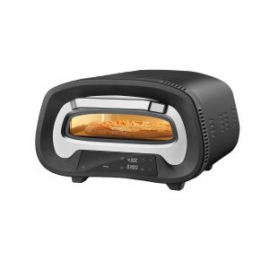 Caso Germany PizzaChef 430° elektromos pizzasütő, fekete, pizzával benne - Pizzasütő