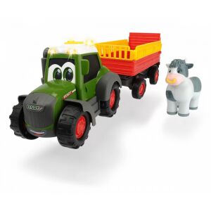 Simba ABC Happy Cars Fendt Tractor with Cow and Trailer Toy, lights on - Work machine for children