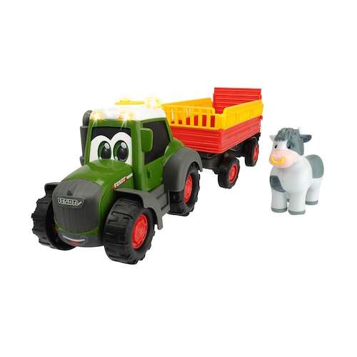 Simba ABC Happy Cars Vidám állatszállító Traktor utánfutóval és tehén figurával 30cm