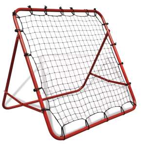 Rebounder de fotbal reglabil, 100x100cm, cadru roșu, plasă neagră, vedere înclinată - Porti de fotbal și handbal