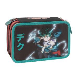 Puzdro na ceruzky My Hero Academia Izuku Midoriya One for All, čierne so zelenými a červenými akcentmi, s obrázkom Izuku Midoriya - Peračníky