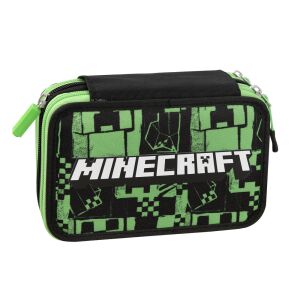 Puzdro na ceruzky Minecraft Pixels Green, čierne a zelené, so zipsom - Peračníky