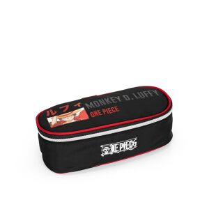 Puzdro na ceruzky One Piece Monkey D. Luffy, čierne s červenými akcentmi, oválne - Peračníky