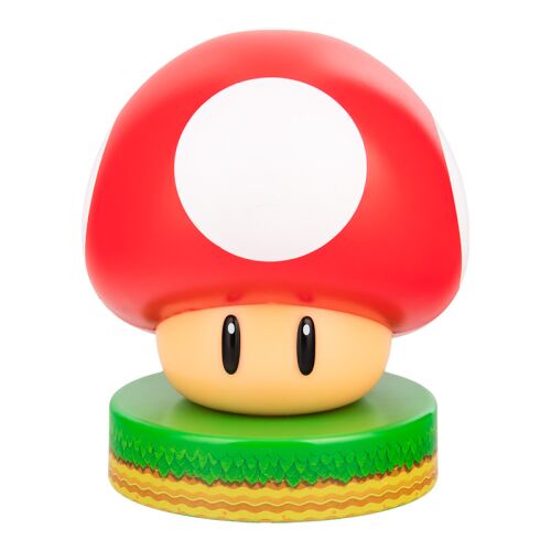 Super Mario 3D Pilzlampe, rote und weiße Pilzlampe mit grünem Sockel