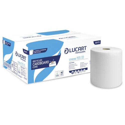 Lucart Strong 155 ID (Cardboard Core) tekercses kéztörlő - 2 rétegű, hófehér 155m (Karton - 6 tek) 40 karton/raklap 122366334