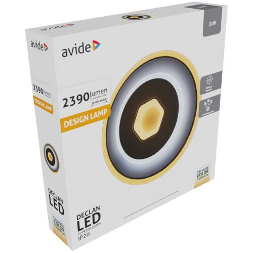 Avide Fali Design Oyster Declan mini LED Deckenleuchte, 31W, 2390 Lumen, Tri-Mode Farbe, IP20, Verpackung