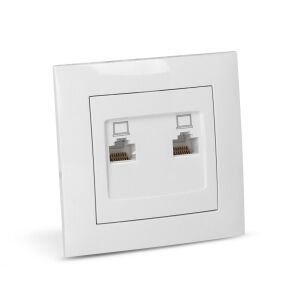 Conector LAN de perete Entac Arnold 2x Cat5 White 122366418 - Conectoare UTP