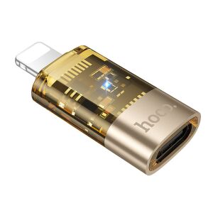 Hoco UA36A adapter - Lightning / Type-C (USB-C) - OTG adapter, átlátszó/arany ﻿ 122371209 - Hoco