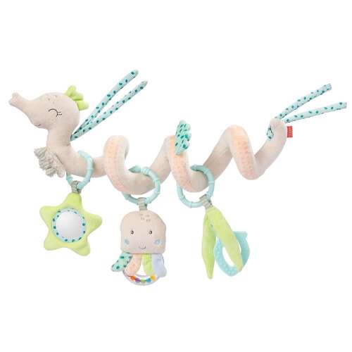 babyFEHN plush spiral seahorse toy for baby stroller, crib, car seat, with mirror, rattle, teether