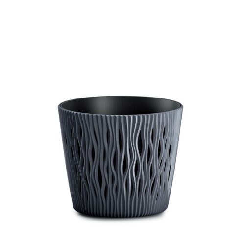 Sandy Round hullám mintás kaspó, antracit, 19 cm - Prosperplast