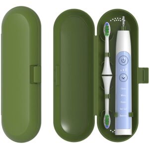 Univerzális utazási tok fogkeféhez és fogkrémhez, zöld műanyag, 21x7x4,5 cm